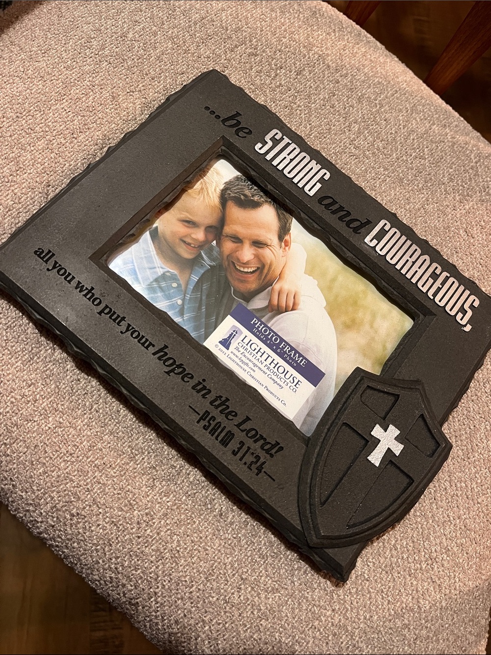 Cast Stone - “Be Strong and Courageous” Black Photo Frame
